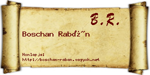 Boschan Rabán névjegykártya